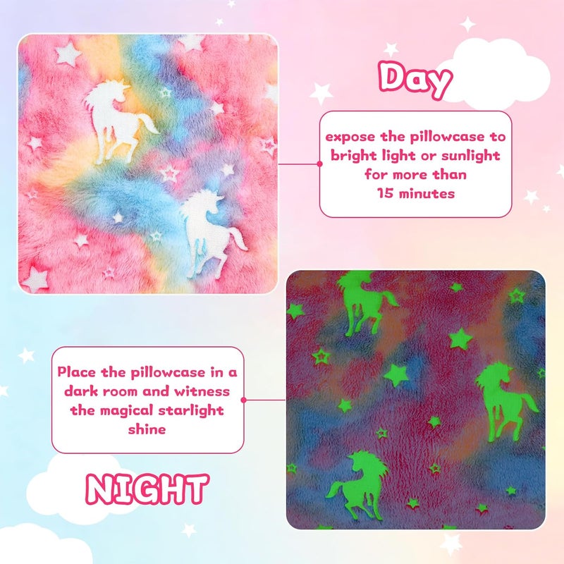 Body Pillow Cover Glow in The Dark Long Pillow Cases Full Length Pillow Case - 21x54 inches Unicorns Ultra Soft Body Pillowcase for Kids Girls Decorative Body Pillow Pillowcases(Only Cover) - Image 4
