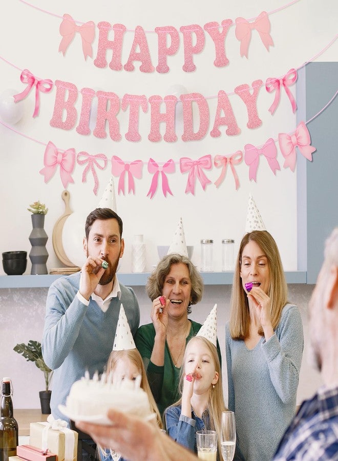 Qianyu لافتة عيد ميلاد سعيد بفيونكة وردية من تشيان يو، لافتة عيد ميلاد سعيد، فيونكات، خلفية حفلة بطابع الفيونكة، لافتة، زينة معلقة حلزونية، زينة حفلات كوكيت للنساء والفتيات، مستلزمات حفلات استقبال المولود، ديكور - Image 5