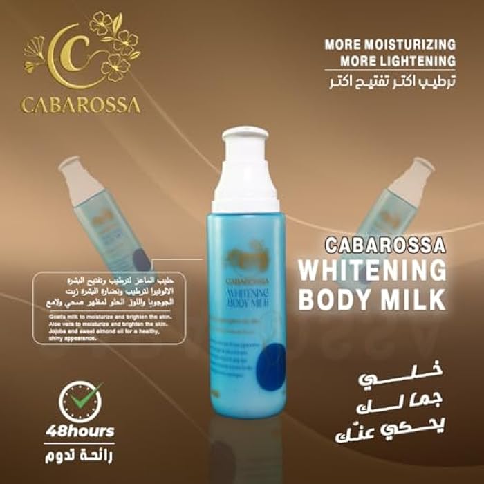 Cabarossa Whitening Body Milk 200ml – Instant Brightening & 48H Moisturizing Body Lotion with Goat’s Milk, Aloe Vera, Jojoba & Sweet Almond Oil – Nourishing & Long-Lasting Fragrance - 200 gm - Image 2