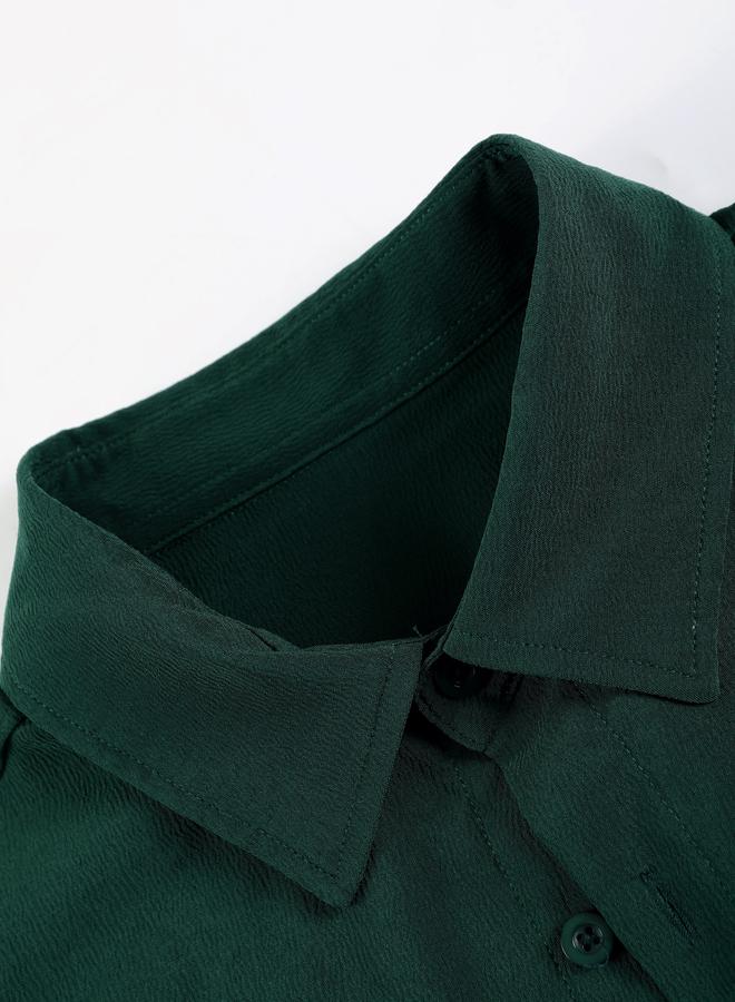 Take Two Men Dark Green Solid Shirt and Pants Co-Ords - Image 3