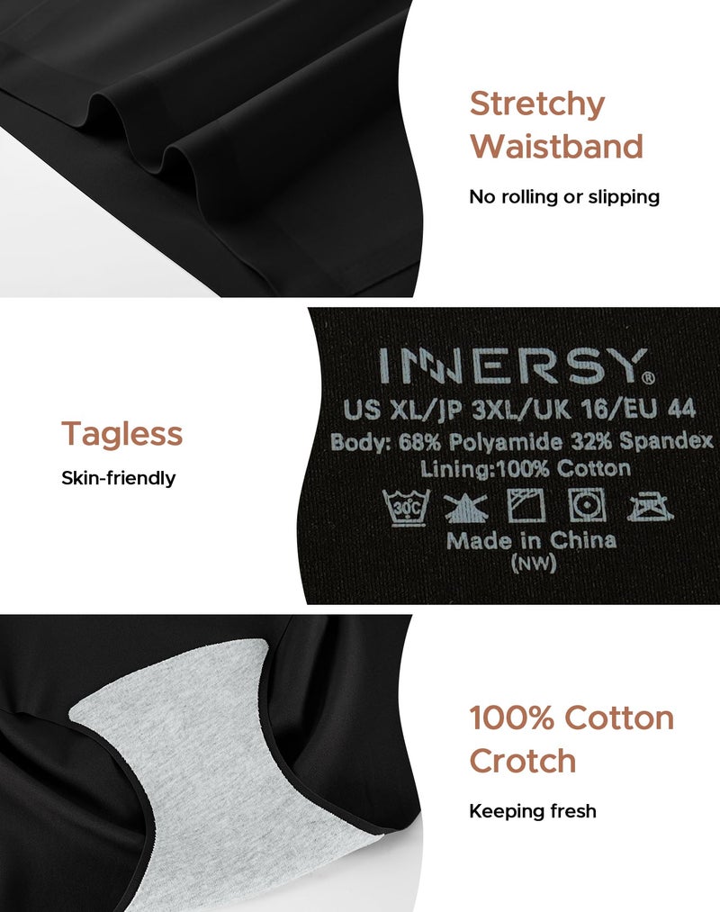 INNERSY Women's High Waist Seamless Underwear No Show Panties Full Coverage Briefs 3-Pack(Medium, Black) - Image 4