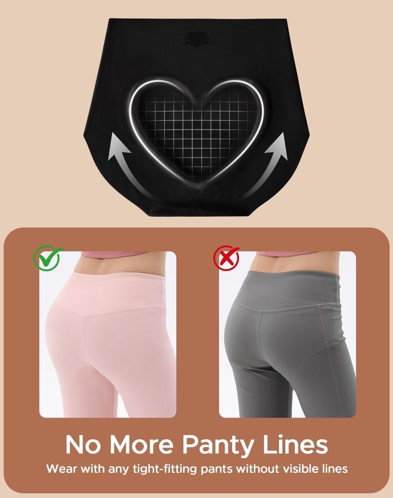 INNERSY Women's High Waist Seamless Underwear No Show Panties Full Coverage Briefs 3-Pack(Medium, Black) - Image 2