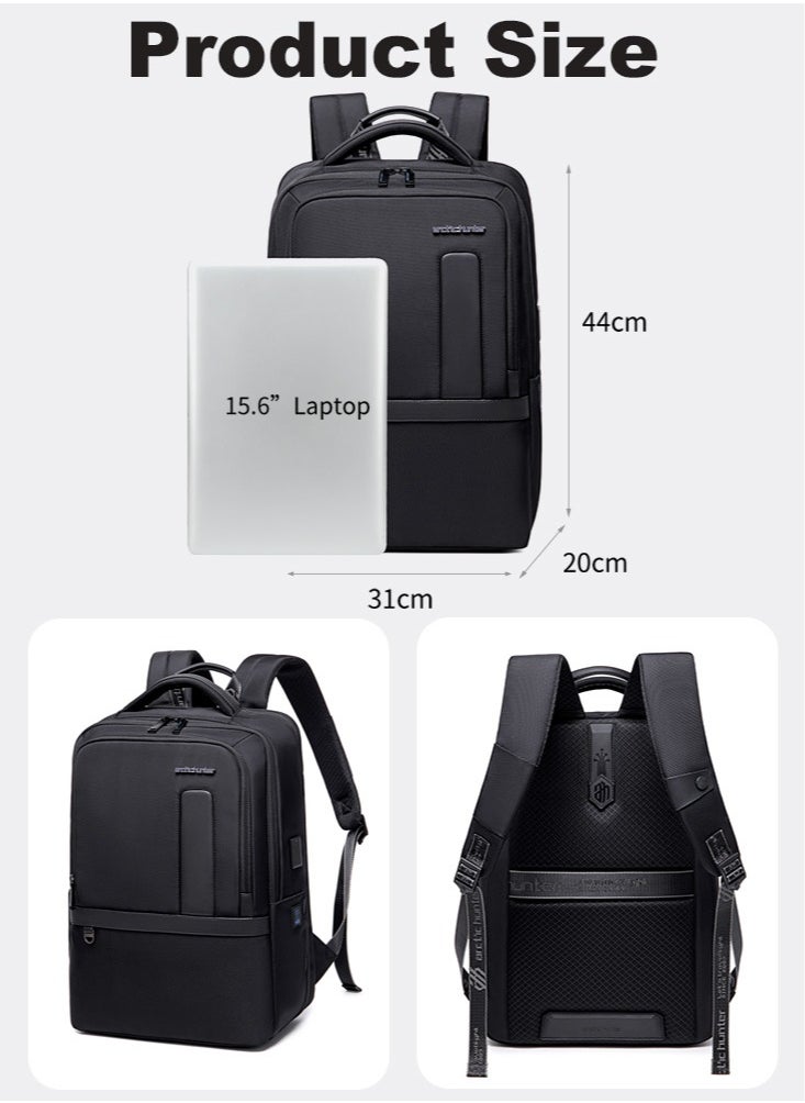 ARCTIC HUNTER - Durable School Laptop Backpack,Water Resistant Business Travel Expandable Bag with USB Charging Port for Work,Black - Image 1