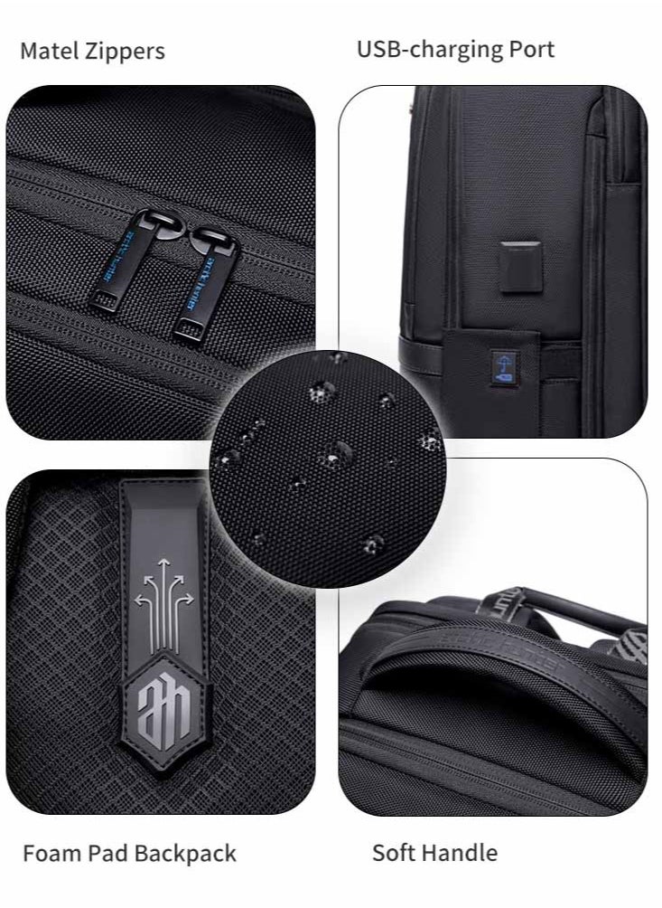 ARCTIC HUNTER - Durable School Laptop Backpack,Water Resistant Business Travel Expandable Bag with USB Charging Port for Work,Black - Image 1