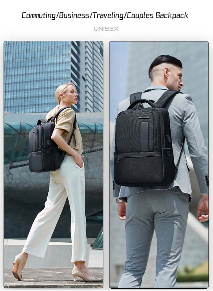 ARCTIC HUNTER - Durable School Laptop Backpack,Water Resistant Business Travel Expandable Bag with USB Charging Port for Work,Black - Image 1