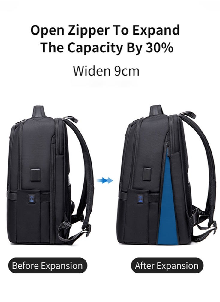ARCTIC HUNTER - Durable School Laptop Backpack,Water Resistant Business Travel Expandable Bag with USB Charging Port for Work,Black - Image 1