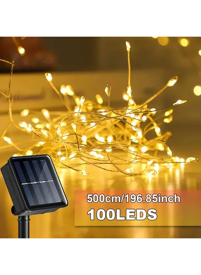 Solar Powered Firecracker Light 100LED Warm White 16 4FT 8 Modes Remote Control - Image 1