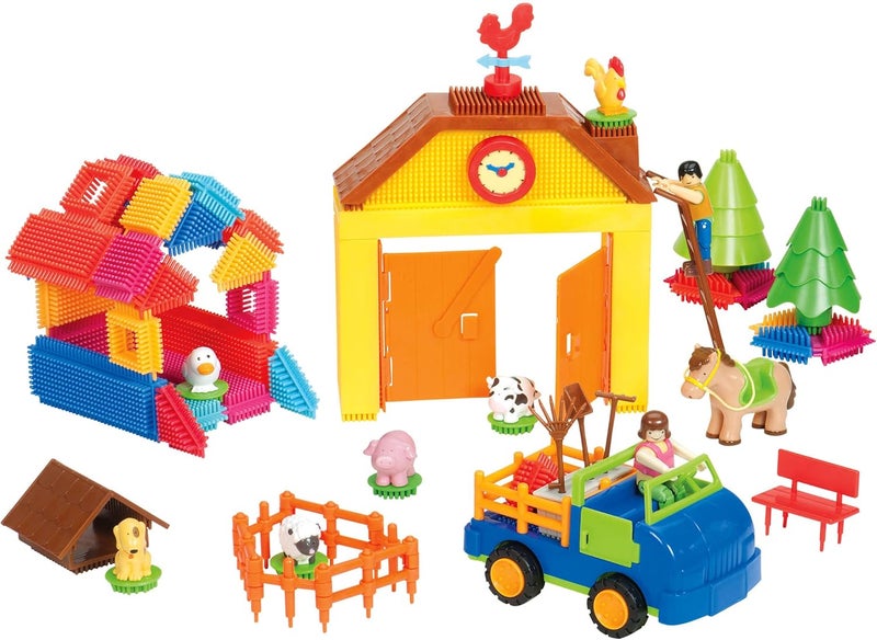 BATTAT - Bristle Blocks- STEM Interlocking Building Blocks- 67 pc Farm Playset- Developmental Toys for Toddlers & Kid- Barnyard Playset- 2 Years + - Image 2