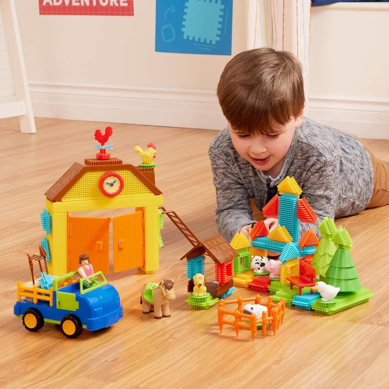 BATTAT - Bristle Blocks- STEM Interlocking Building Blocks- 67 pc Farm Playset- Developmental Toys for Toddlers & Kid- Barnyard Playset- 2 Years + - Image 4