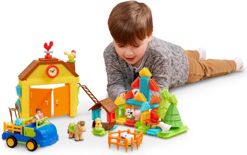 BATTAT - Bristle Blocks- STEM Interlocking Building Blocks- 67 pc Farm Playset- Developmental Toys for Toddlers & Kid- Barnyard Playset- 2 Years + - Image 1