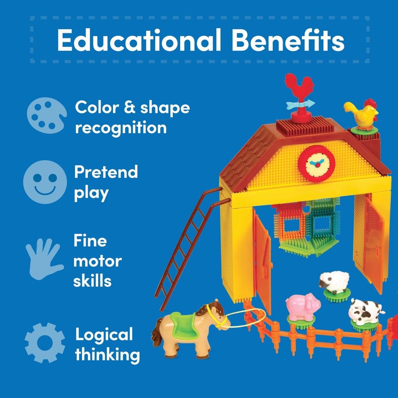 BATTAT - Bristle Blocks- STEM Interlocking Building Blocks- 67 pc Farm Playset- Developmental Toys for Toddlers & Kid- Barnyard Playset- 2 Years + - Image 5