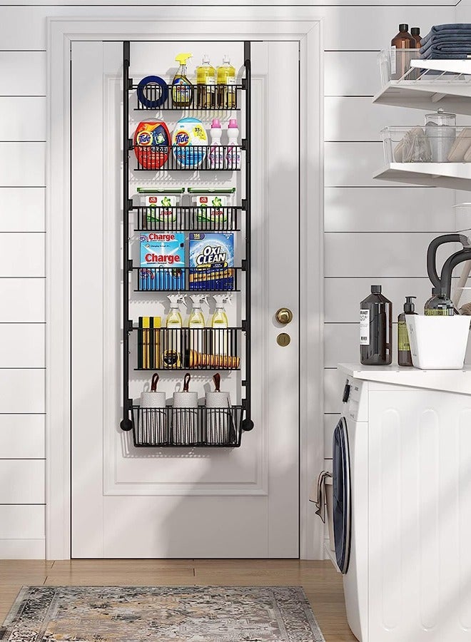 Garlo 6-Tier Over the Door Pantry Organizer with 4 + 2 Full Baskets, Heavy-Duty Metal Hanging Spice Rack for Door Bathroom Kitchen, Closet Storage, Space-saving - Image 1