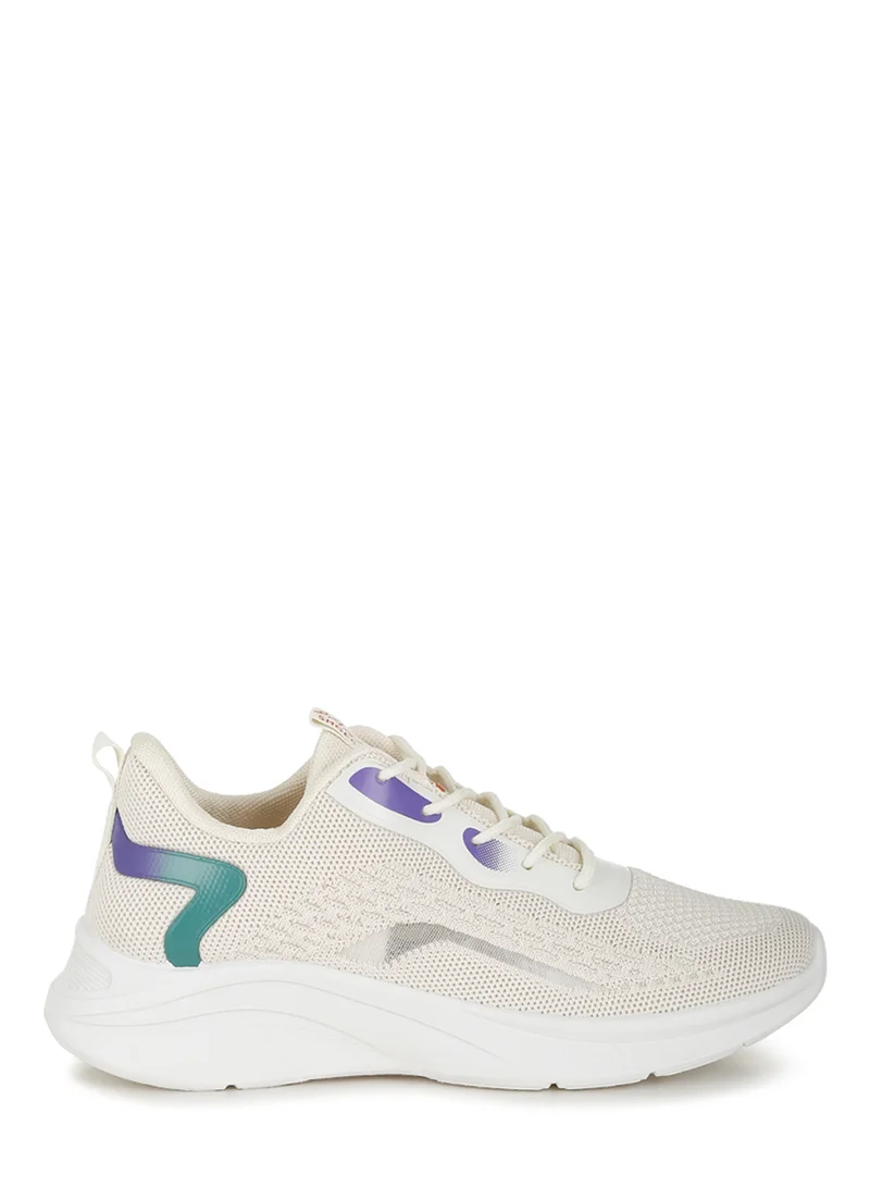 London Rag Contrasting Detail Lace-Up Sneakers in Beige