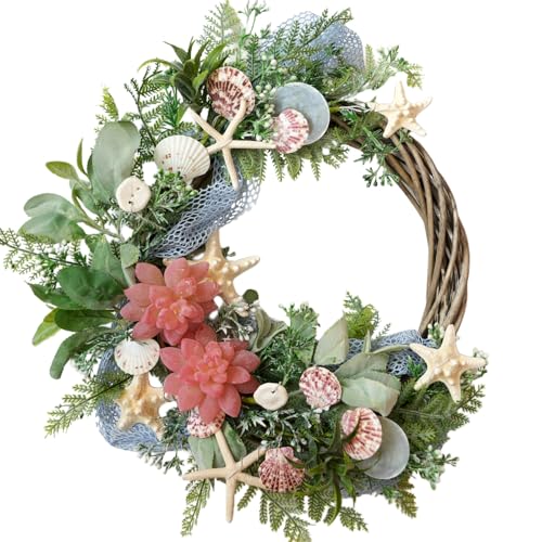 idyllic Shell Winter Spring Summer Wreath for Front Door - Image 1