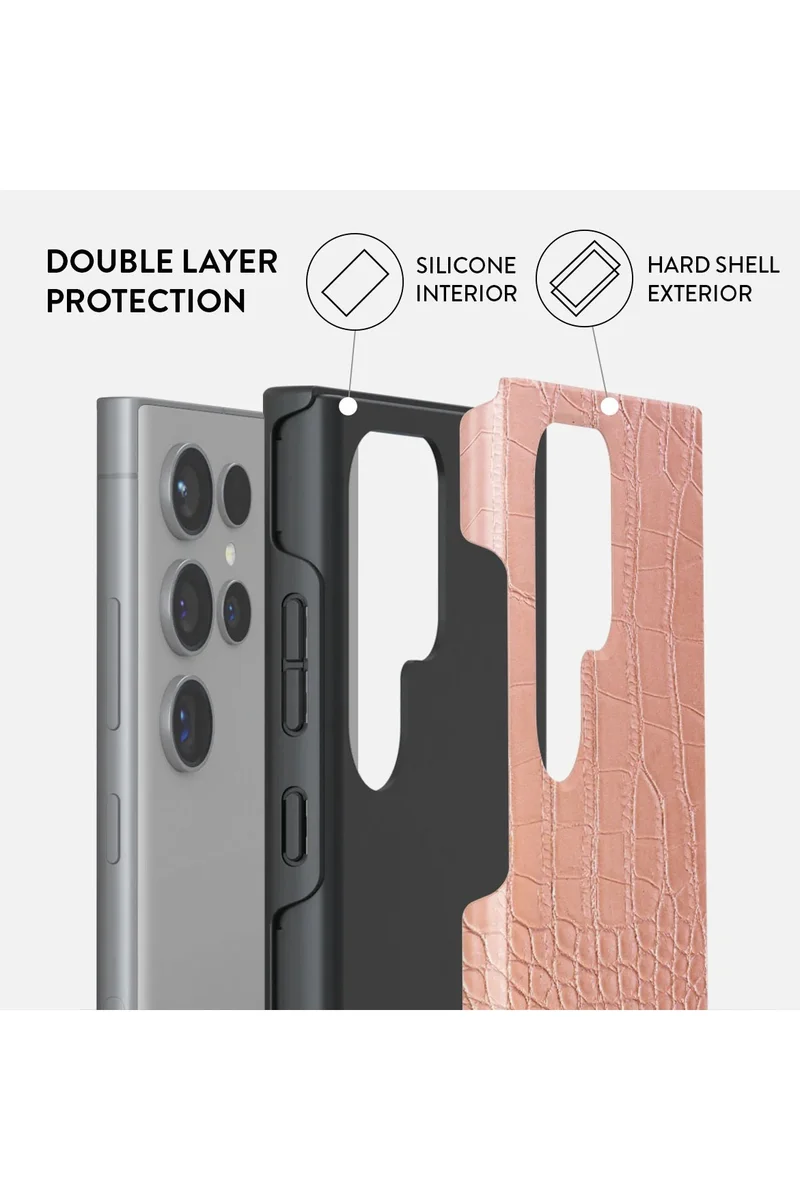 BURGA Samsung Galaxy S24 Ultra Case - Pink Croco For Screen & Camera Protection Printed Case