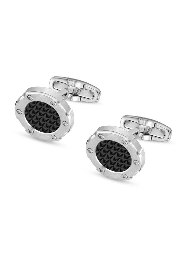 Cuff 4 G Black Stainless Steel Round Cufflinks for Men