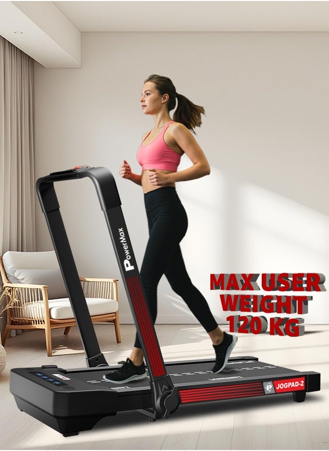 PowerMax Fitness - PowerMax Fitness JOGPAD-2 (4.0HP Peak) 2-in-1 Compact Foldable Treadmill for Home + Under Desk Walking Pad - Slim Enough to be stored Under Bed or Sofa - Remote Controller - Image 1