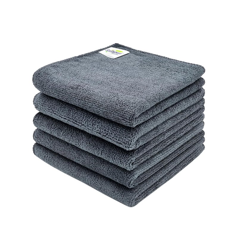 SOFTSPUN Microfiber Baby Hand Face Wipes 30x30 Cms 5 Piece Towel Set 340 GSM Grey Super Soft Silky for Hand Face and Body Hypoallergenic Sensitive Skin Wipes Washcloths - Image 1
