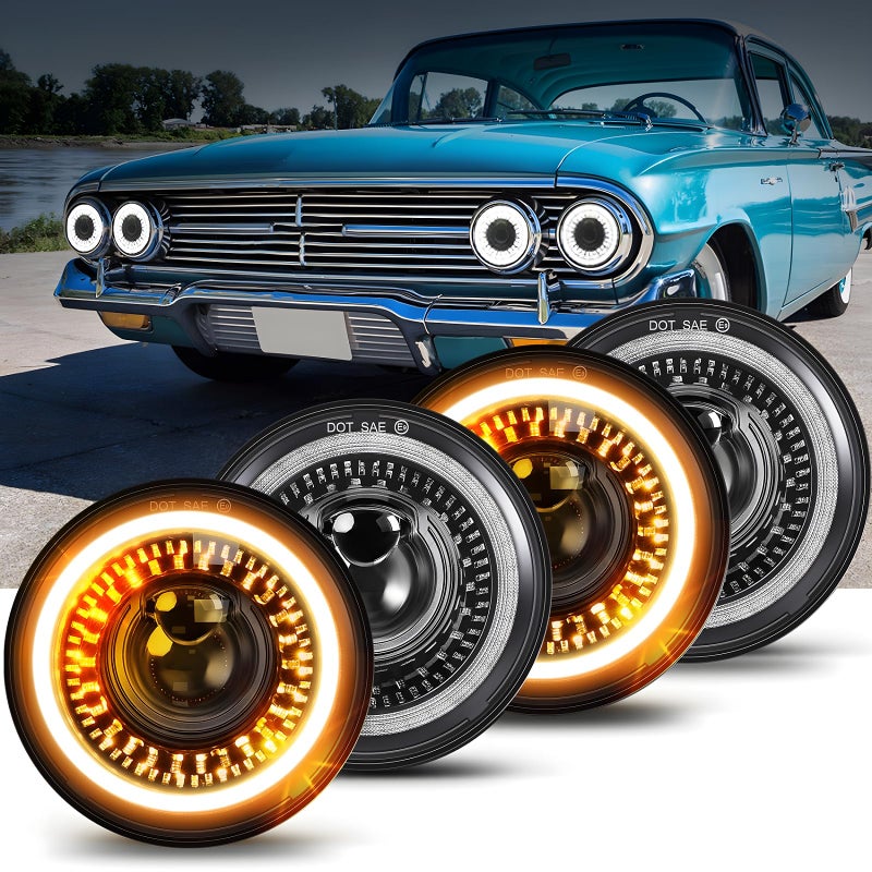 MGLLIGHT 534 100 AntiGlare Halo Headlight 4PCS 575 Inch LED Headlights DRL Turn Signals DOT Approved Compatible with Chevelle El Caminos Firebird Semi 349 359 Set - Image 2