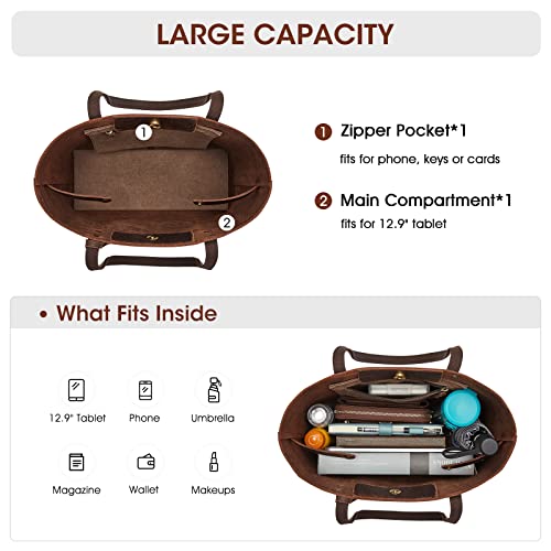 Kattee Leather Totes for Women Shoulder Bag Top Handle Satchel Purse Set 3pcs 3-in-1 - Image 5
