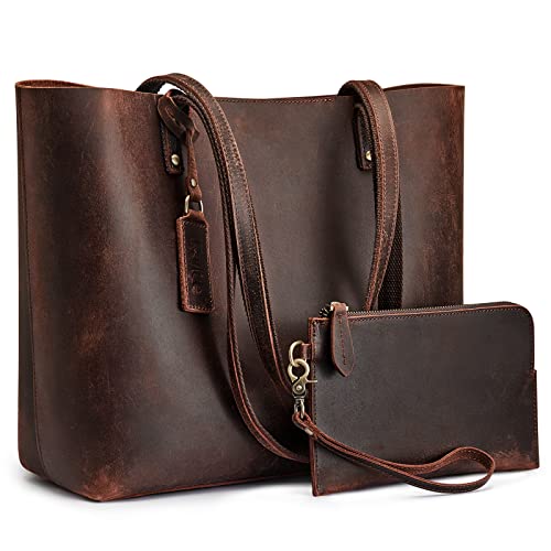 Kattee Leather Totes for Women Shoulder Bag Top Handle Satchel Purse Set 3pcs 3-in-1 - Image 1