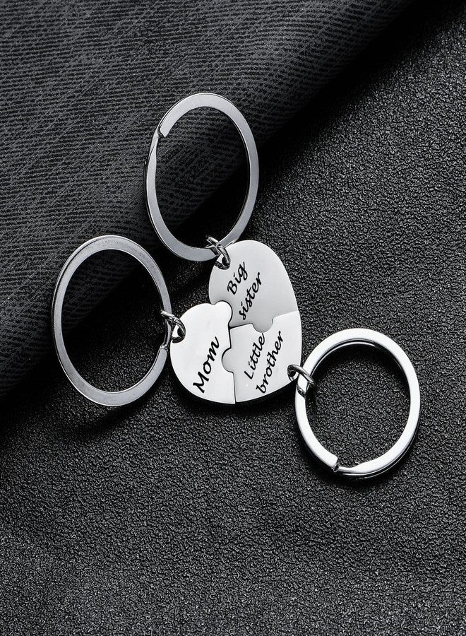 BESPMOSP 3PCs Mom Big Sister Little Brother Matching Heart Keychain - Big Bro Little Sis Jewelry - Son Daughter Birthday Anniversary Christmas Gifts - Image 4