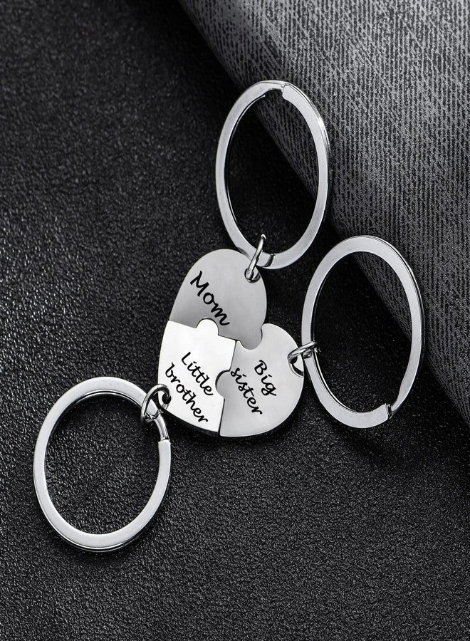 BESPMOSP 3PCs Mom Big Sister Little Brother Matching Heart Keychain - Big Bro Little Sis Jewelry - Son Daughter Birthday Anniversary Christmas Gifts - Image 5