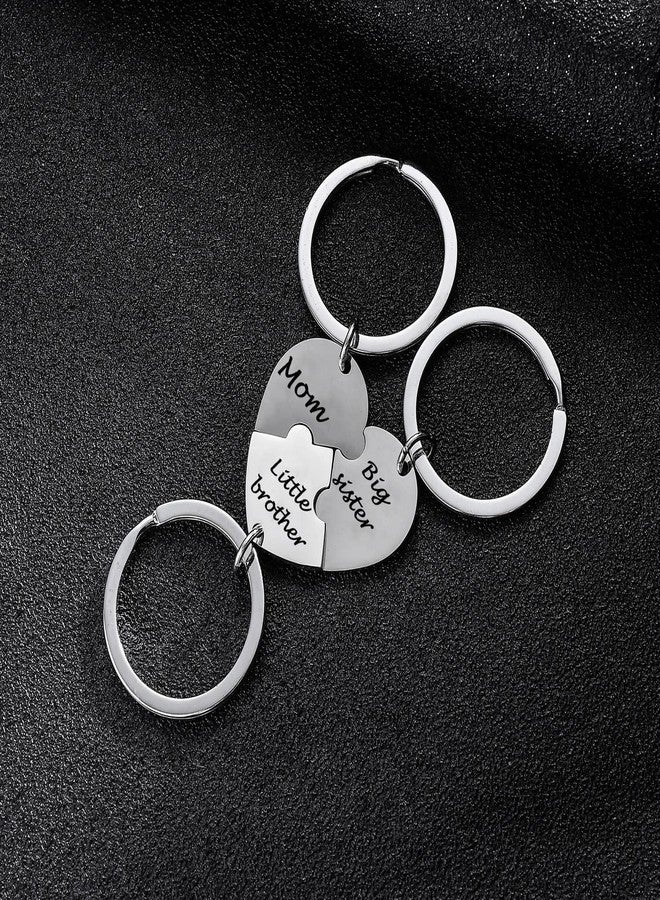 BESPMOSP 3PCs Mom Big Sister Little Brother Matching Heart Keychain - Big Bro Little Sis Jewelry - Son Daughter Birthday Anniversary Christmas Gifts - Image 3