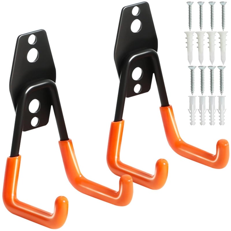 STARFLYER Heavy Duty Garage Hooks for Hanging 2 Pack Garage Storage Hooks for Ladder Extension Cord Tool Cable Wall Mount Small Utility U Hooks Garage HangerOrganizerMulti Color - Image 1