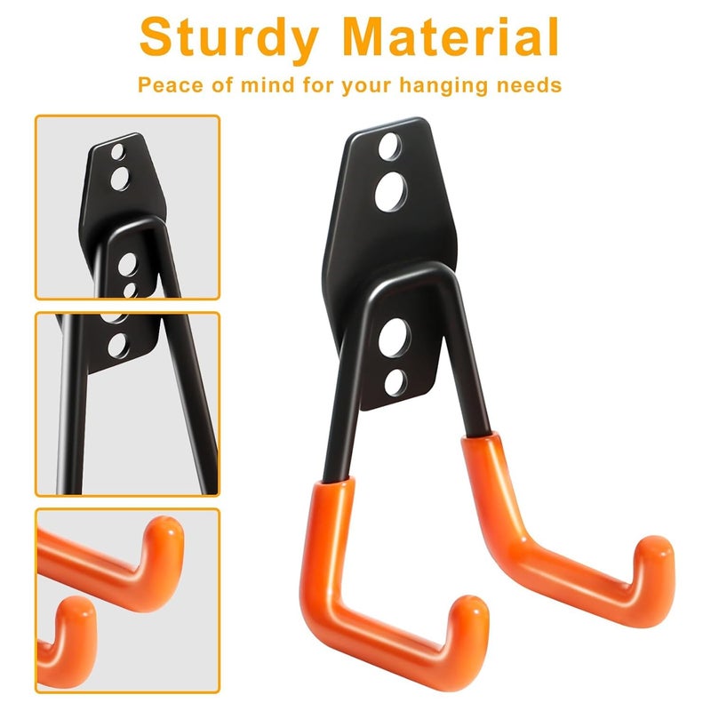 STARFLYER Heavy Duty Garage Hooks for Hanging 2 Pack Garage Storage Hooks for Ladder Extension Cord Tool Cable Wall Mount Small Utility U Hooks Garage HangerOrganizerMulti Color - Image 5