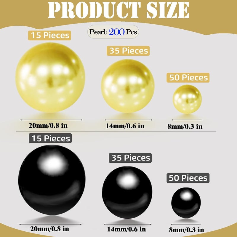 UDU 200 Pcs Vase Filler Pearl Beads No Hole Faux Polish Pearls for Centerpieces Vases Beads for Floating Candles Home Birthday Wedding Party Table Decor (Black and Gold) - Image 3