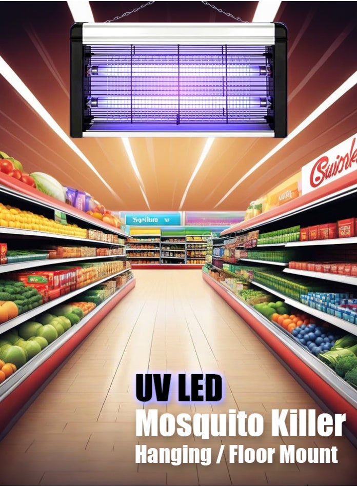 مودي مصباح كهربائي لقتل البعوض بالأشعة فوق البنفسجية بقوة 8 وات - جهاز قتل حشرات مزدوج الأنبوب مع سلسلة تعليق وتركيب على الأرض - يغطي الغرف المتوسطة - Image 4