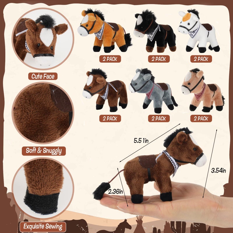 Wenceda 50 Pcs Adopt a Horse Party Supplies, Horse Adopt Party Favor, 12 Stuffed Horse Centerpiece 12 Foldable Boxes 12 Denim Scarf 12 Adopt Certificates Card 1 Adoption Sign for Horse Party Decoration Favor - Image 3