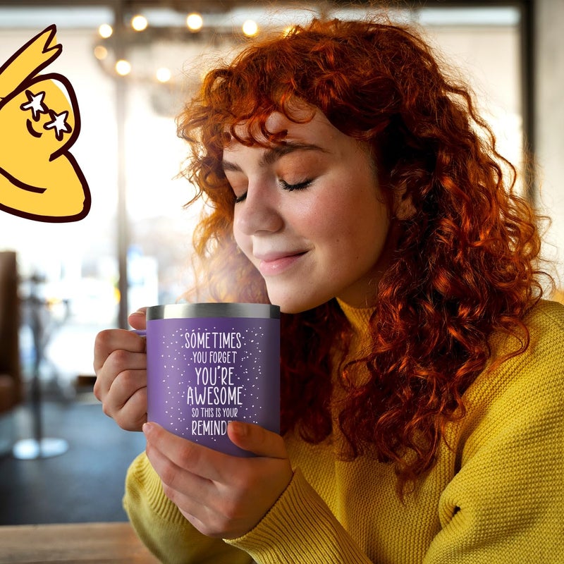 KLUBI Xmas Gifts for Women - Birthday Friendship - Sometimes You Forget Your Awesome Gifts Purple Coffee Mug for Older Women 14oz Inspirational Unique Customer's Most Loved Gift - Image 2