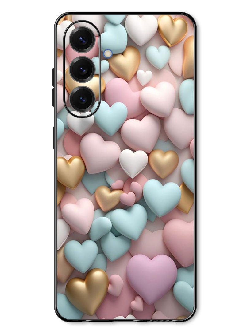 Theodor Case Compatible with Samsung Galaxy A37 Protection Shockproof Bumper Cover Colourful Hearts - Image 1