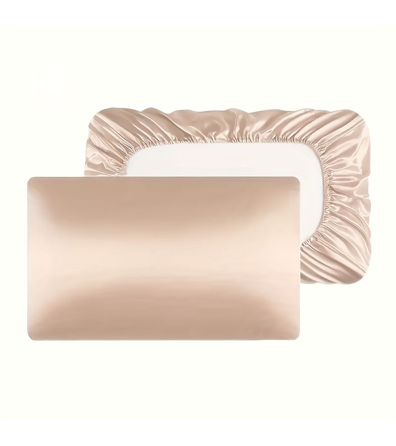 غطاء وسادة ساتان أسود مقاس قياسي مع شريط مطاطي لنوم ناعم - Image 5