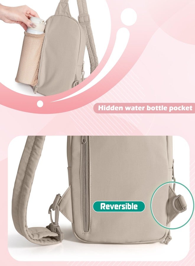 Smasrob Puffer Sling Bag for Women with RFID Blocking Pocket and Hidden Water Bottle Holder, Crossbody Bag for Women (Khaki) - Image 5
