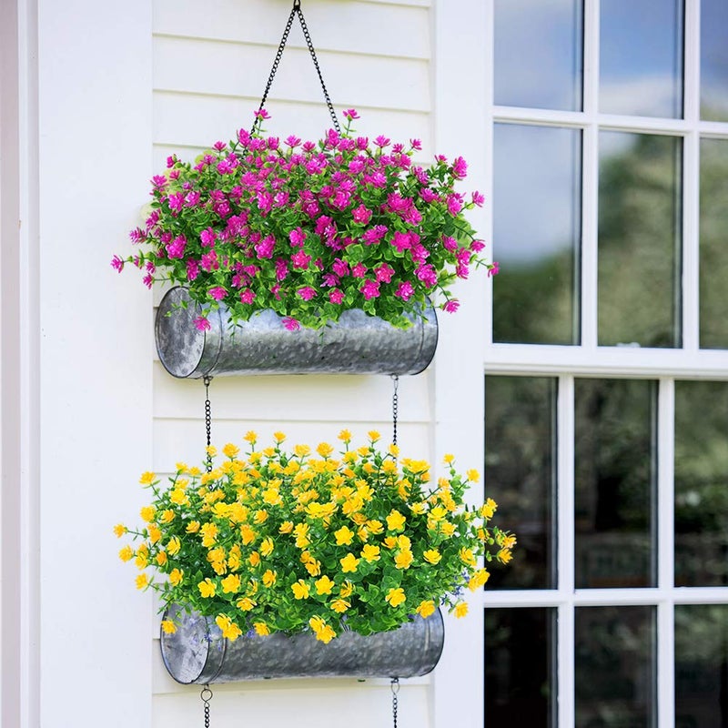 ArtBloom 6 Bundles Outdoor Artificial Flowers UV Resistant Fake Boxwood Plants, Faux Plastic Greenery for Indoor Outside Hanging Plants Garden Porch Window Box Home Wedding Farmhouse Decor (Magenta) - Image 2