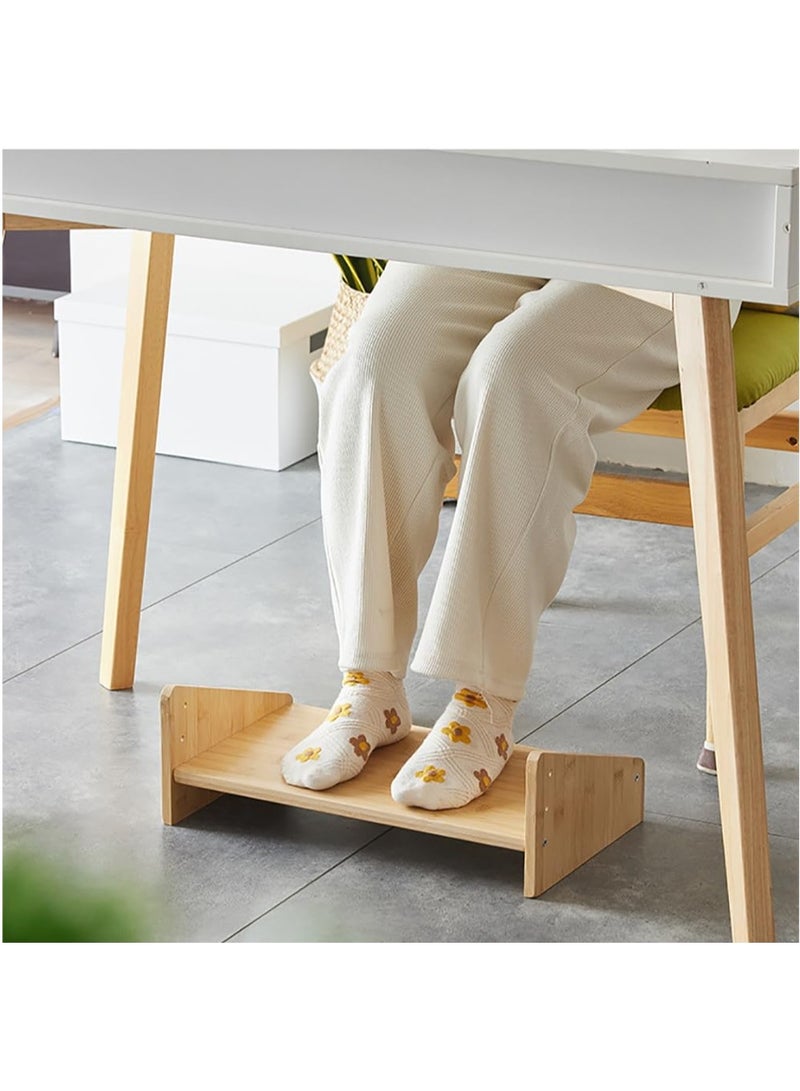 Rubik Foot Rest Stool Under Desk, Ergonomic Adjustable Bamboo Footstool Under the Table for Office Home Footrest (Brown)  - Image 3