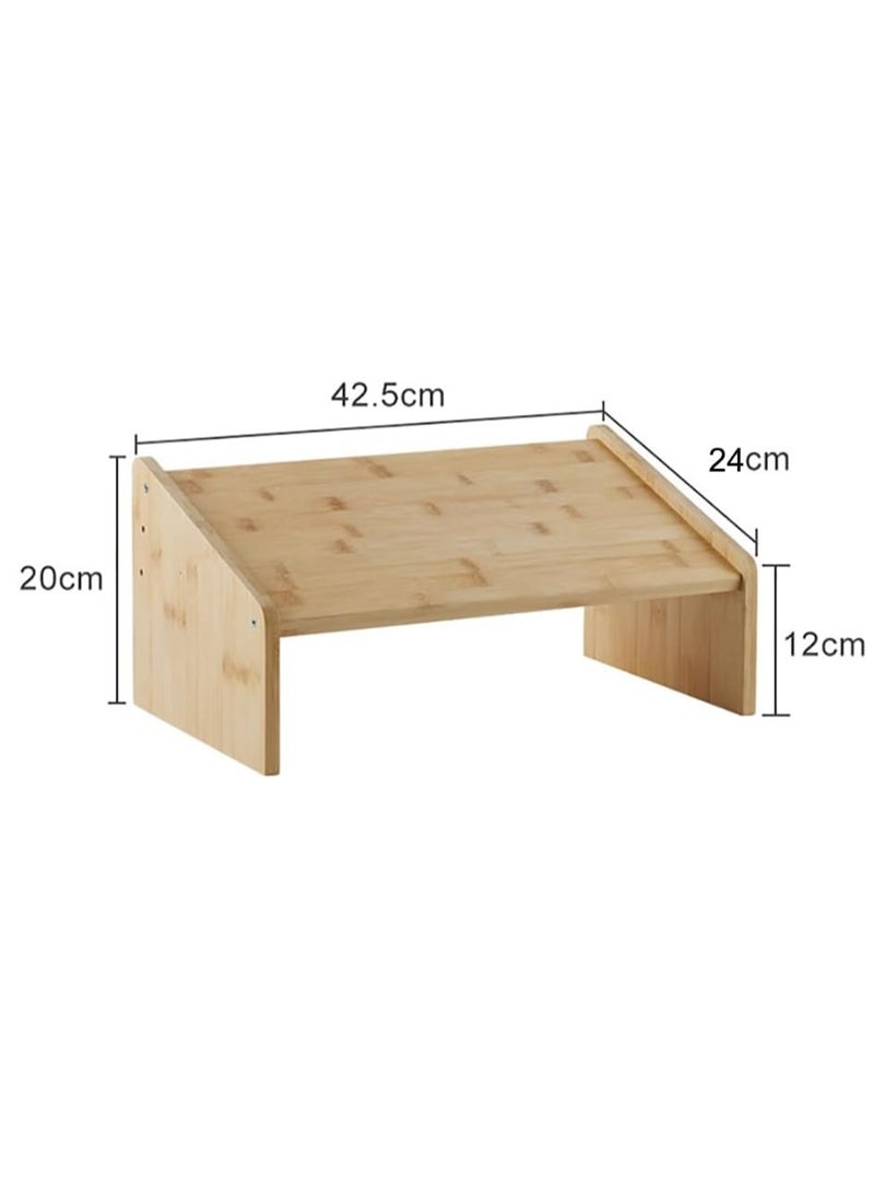 Rubik Foot Rest Stool Under Desk, Ergonomic Adjustable Bamboo Footstool Under the Table for Office Home Footrest (Brown)  - Image 5