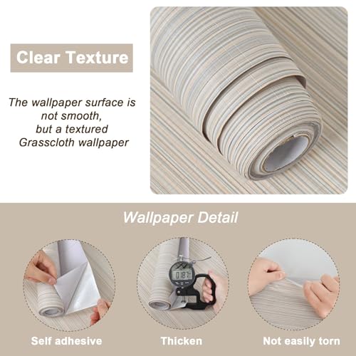 Naphite Grasscloth Peel and Stick Wallpaper Modern Textured SelfAdhesive Wallpaper Neutral Fabric Contact Paper for Cabinets Drawers Furniture Faux Linen Removable Bedroom Wall Decor 393inL 157inW - Image 3
