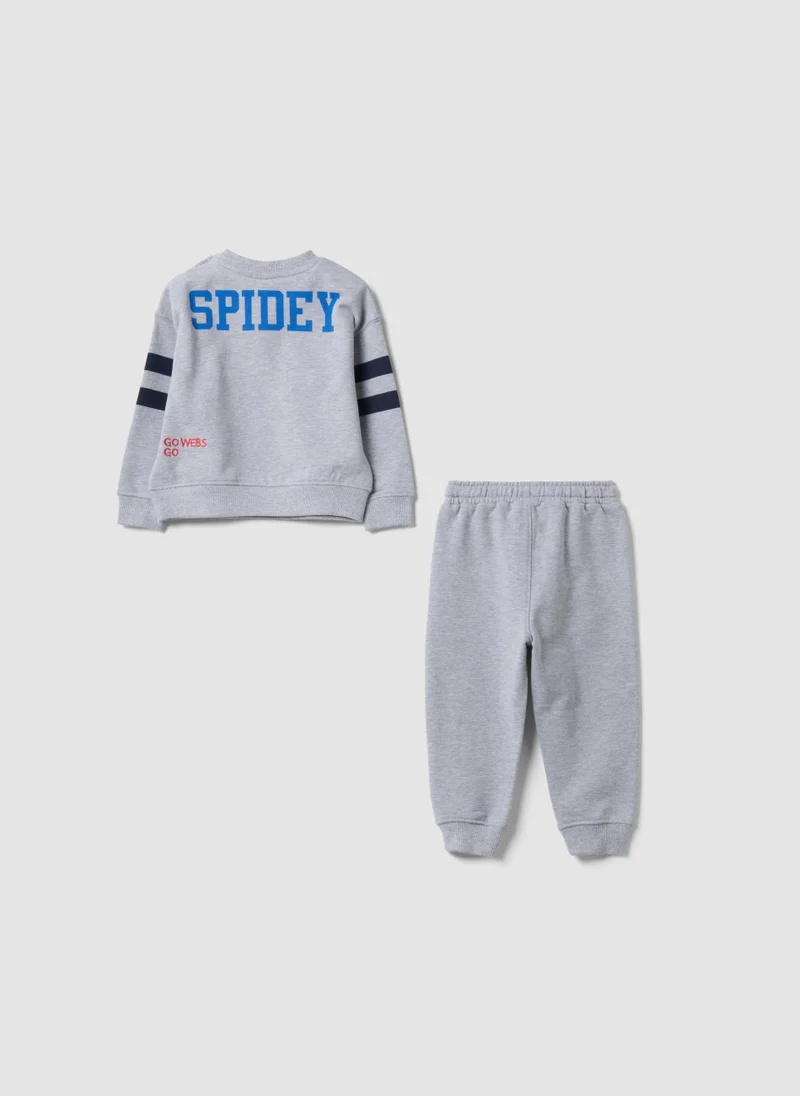 Ovs OVS Grey oversized cotton jogging set with Spidey print for baby boy