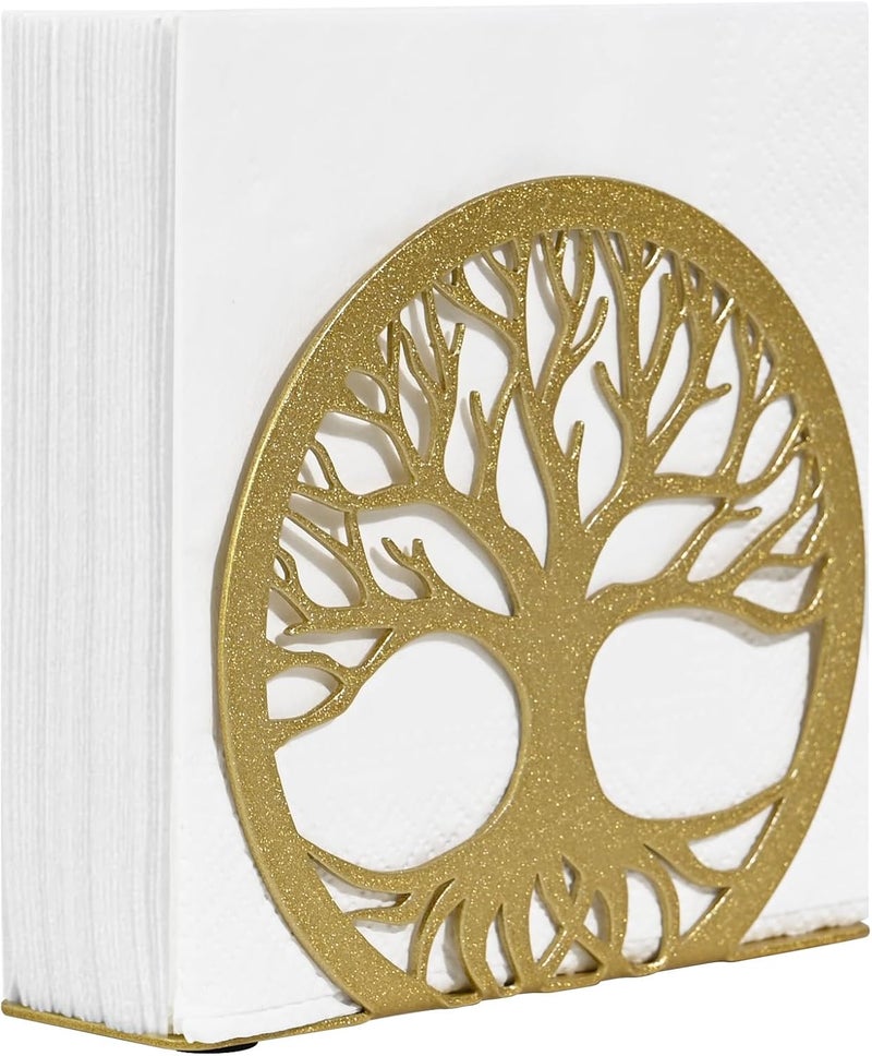 MSJGA Gold Napkin Holder for Table – Elegant Standing Napkin Dispenser for Kitchen, Dining Room, or Coffee Shop | Ideal for 5-inch Cocktail Napkins, Farmhouse & Outdoor Settings (4.7"x 1.6"x 4") - Image 1