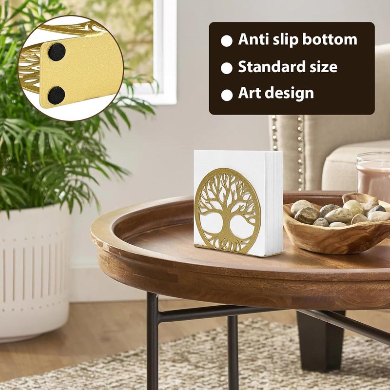 MSJGA Gold Napkin Holder for Table – Elegant Standing Napkin Dispenser for Kitchen, Dining Room, or Coffee Shop | Ideal for 5-inch Cocktail Napkins, Farmhouse & Outdoor Settings (4.7"x 1.6"x 4") - Image 2