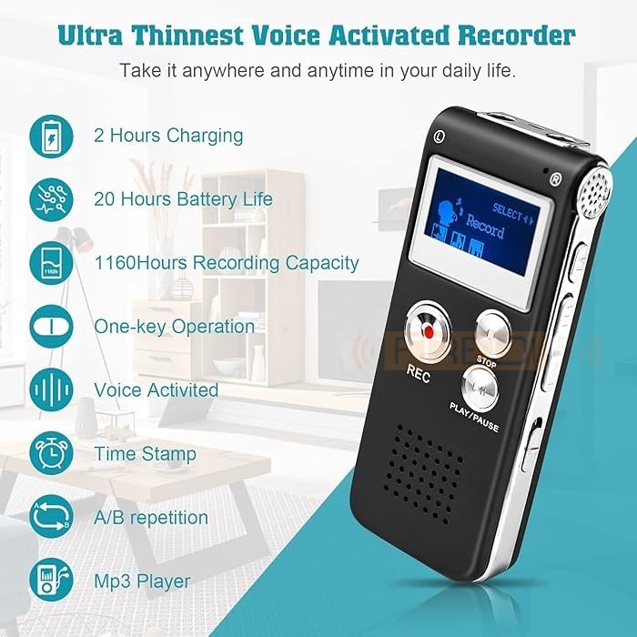 FREDI HD PLUS Phone Shape Voice Recorder | 8GB Inbuilt Audio Device with Voice Activation | Professional Smart Mini Voice Recorder | MP3 Player Portable Tape Dictaphone with USB Recorder - Image 4