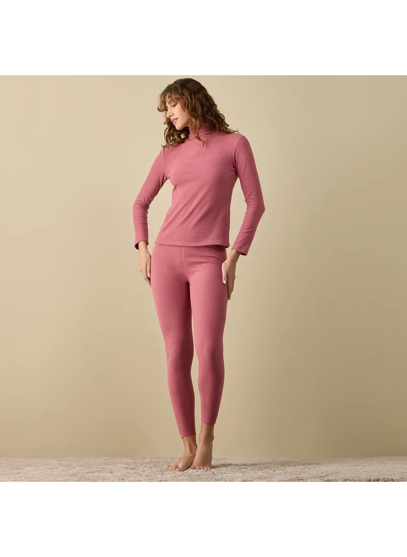 FAV Ribbed Turtleneck Top with Long Sleeves