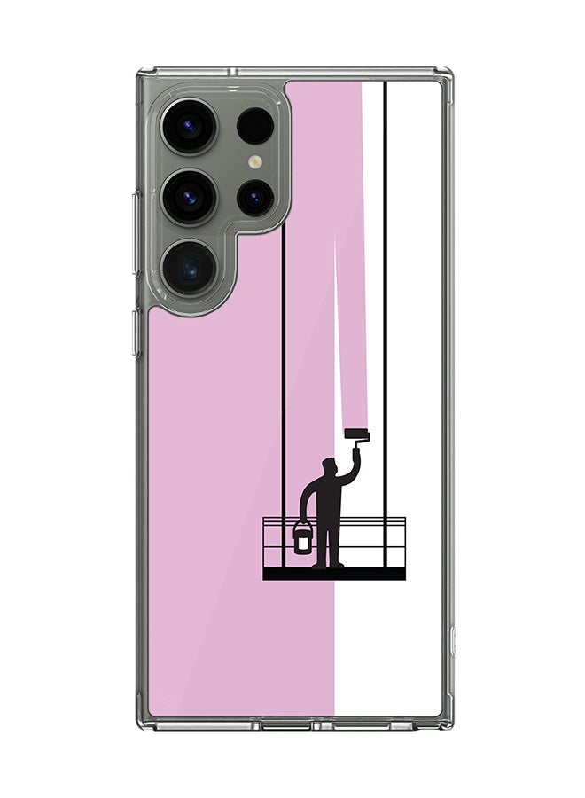 Stylizedd Classic Clear Case for Samsung Galaxy S24 Ultra , Hybrid Soft Case Flexible Edges TPU PC Gel Thin Transparent Cover - Paint Hanger (Pink) Full Print - Image 1