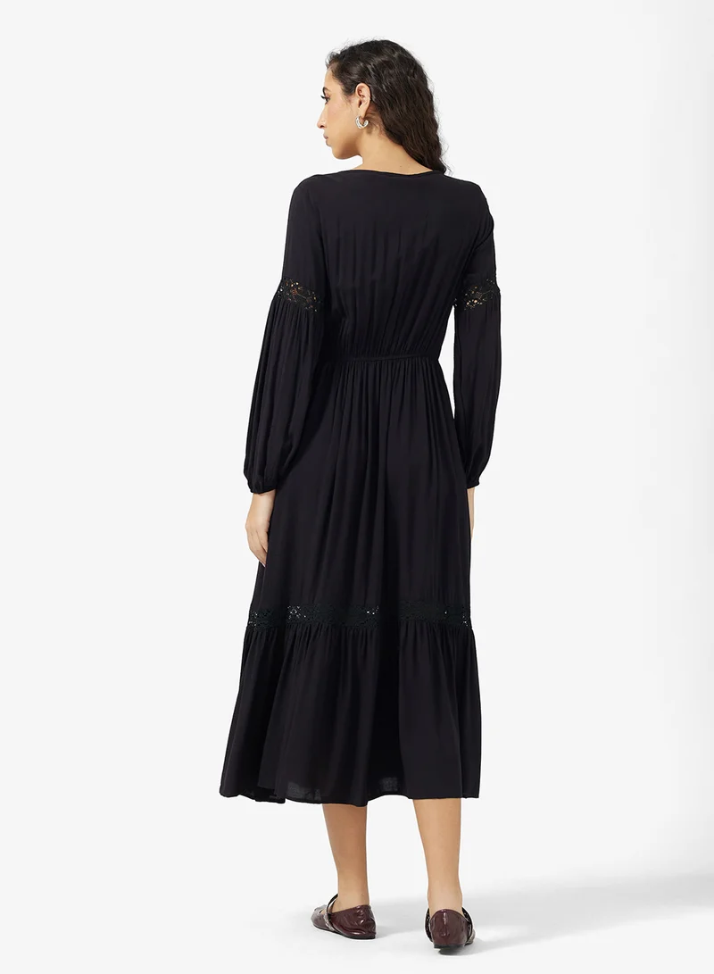Ginger V Neck Boho A Line Dress