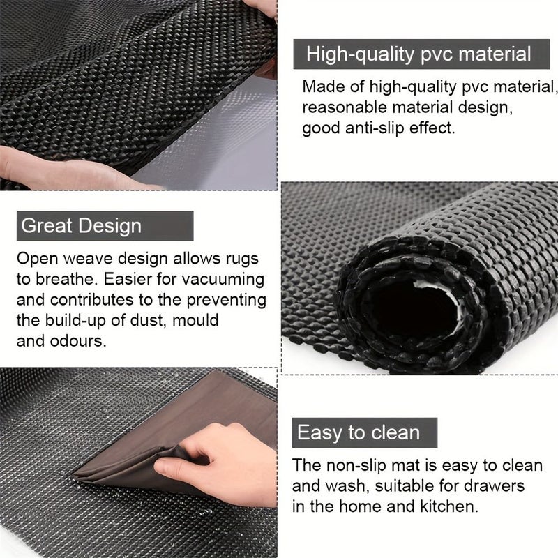 Non Slip PVC Mesh Mat 19.69x31.5 Inch Black For Drawer Floor Boot Multifunctional Universal - Image 3