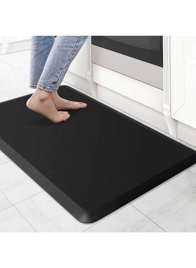 KitchenClouds Kitchen Mat Cushioned Anti Fatigue Rug 17.3"x28" Waterproof, Non Slip, Standing and Comfort Desk/Floor Mats for House Sink Office (Black) - Image 1